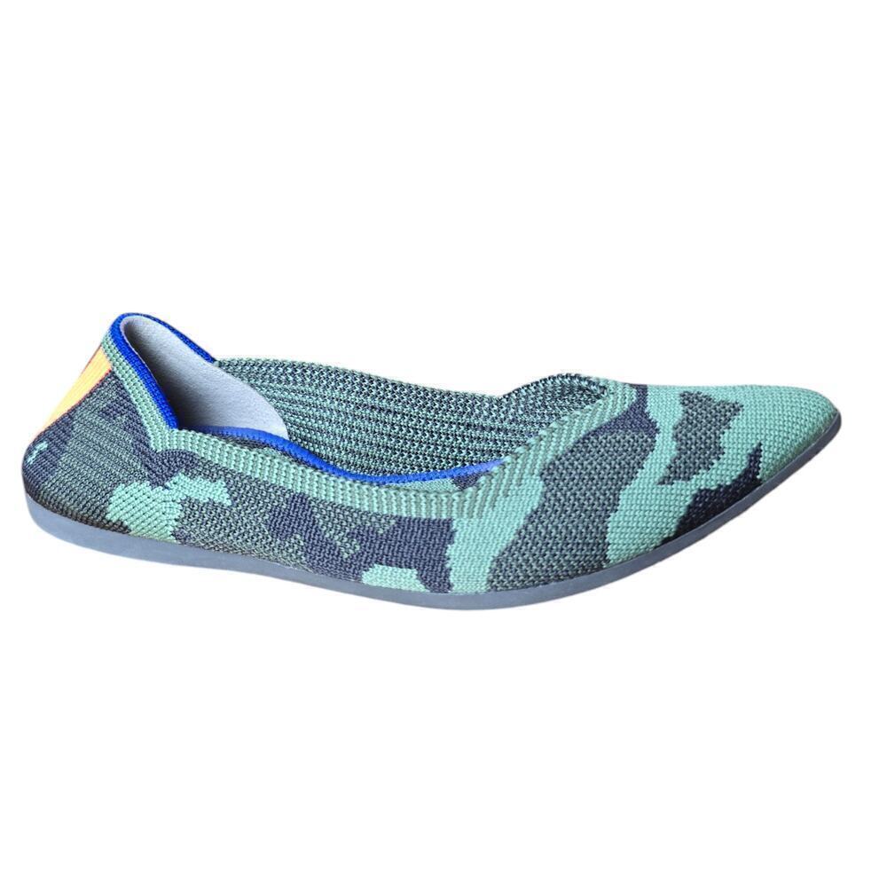 Rothys Womens The Point Olive Green Camo Camouflage Flats Comfort Shoes Size 6